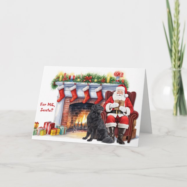 Santa's Gift Newfoundland Dog Christmas Helgkort (Framsida)