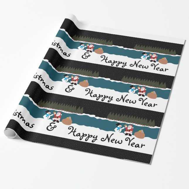 Santa's Gift to Snögubbe Wrapping Papper Presentpapper (Utrullad)
