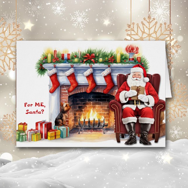 Santa's Gift Yorkshire Terrier Hund jul Hälsningskort (Skapare uppladdad)