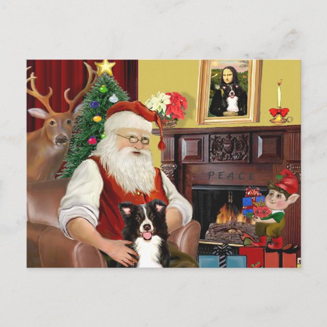 Santa's Gräns Collie Helg Vykort (Framsida)