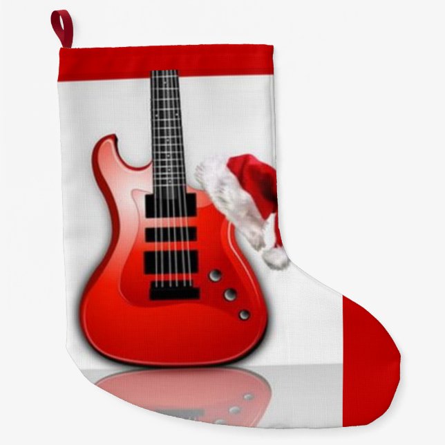 santas guitar christmas-lagning stor julstrumpa (Framsidan)