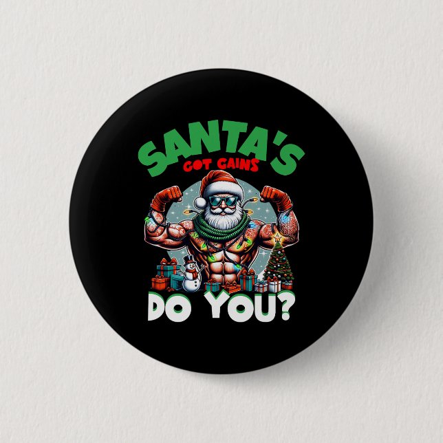 Santa's Har Gains Do you Festive Bodybuilding Gym Knapp (Framsida)