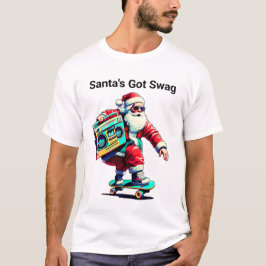 Santa's Har Swag Retro Skateboard-julafton T Shirt