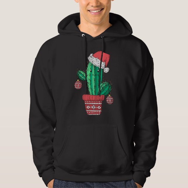 Santa's Hat Cactus Sweater jul Party Julafton Ho Hoodie (Framsida)