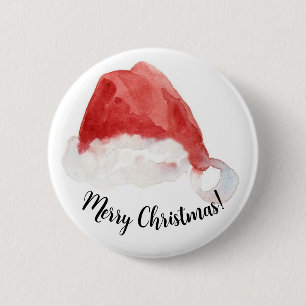 Santa's Hat God jul Red Watercolor Knapp
