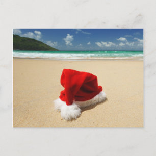 Santas hatt på en tropisk strand helg vykort