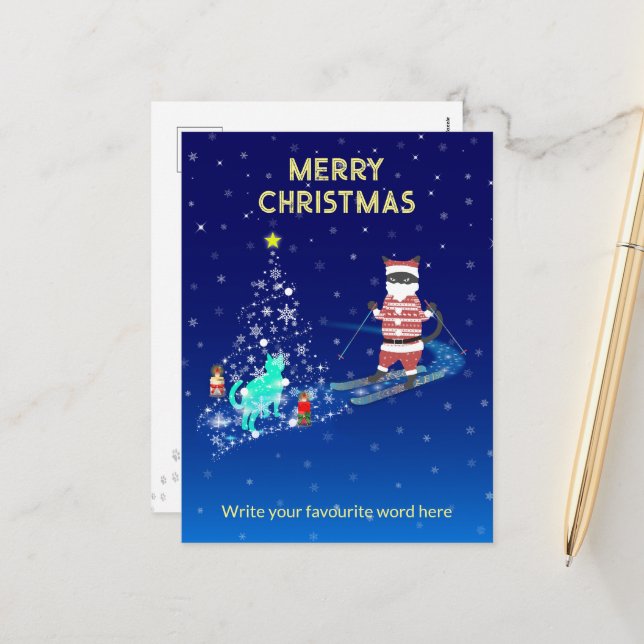 Santa's Heart-Warming Natt Natt Helg Vykort (Fram/Back In Situ)