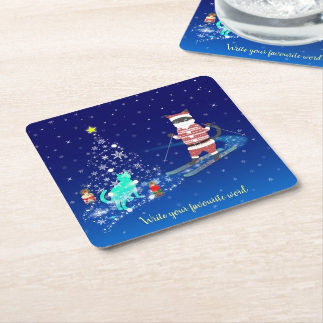 Santa's Heart-Warming Natt Natt Underlägg Papper Kvadrat (Vinklad)