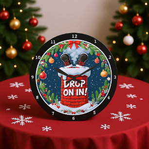 Santa's Helgdag Drop-in the Skorsten Stor Klocka