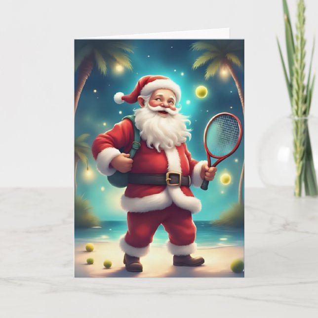 Santa's Helgdag Match - Tennis-julkort Kort (Framsida)