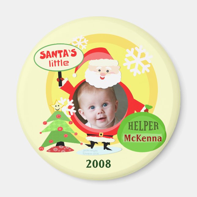Santa's Helper Anpassningsbar, julfoto Magnet (Framsidan)