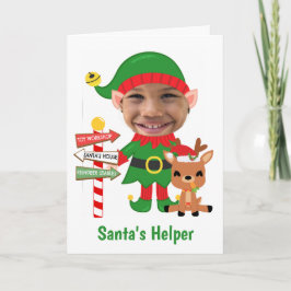 Santas Helper Cute Photo jul Helgkort