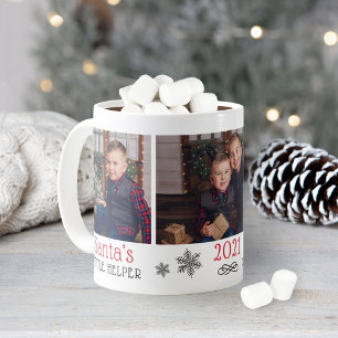 Santas Helper Cute Red Helgdag Photo Collage Kaffemugg