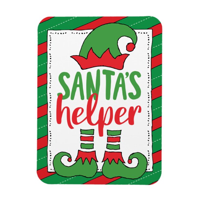 Santa's Helper Cute Tecknad Elf Teckning Cute Elf Magnet (Vertikal)