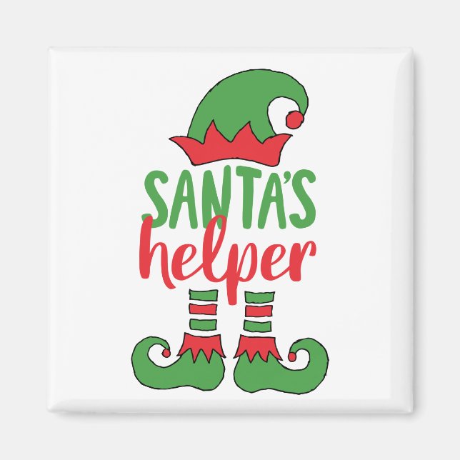 Santa's Helper Cute Tecknad Elf Teckning Cute Elf Magnet (Framsidan)