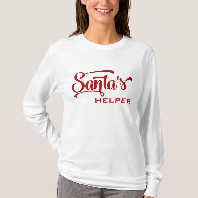 Santa's Helper Festive Helgdag Typography T Shirt (Framsida)