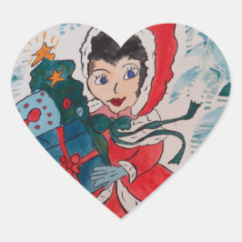 Santa's Helper Hjärtformat Klistermärke