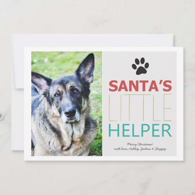 Santa's Helper - Pet Photo Helgdag Flat Cards Julkort (Framsida)