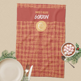 Santa's Helper Red & Apricot jul Kitchen Tow Kökshandduk