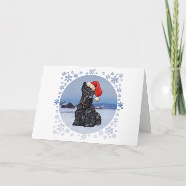Santa's Helper Scottish Terrier Helgkort (Framsida)