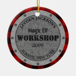 Santa's Helper Workshop Shed Man Cave Julgransprydnad Keramik