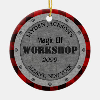 Santa's Helper Workshop Shed Man Cave Julgransprydnad Keramik