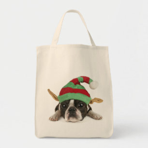 Santas hjälpreda hänger lös lite! Hund älskar Tygkasse