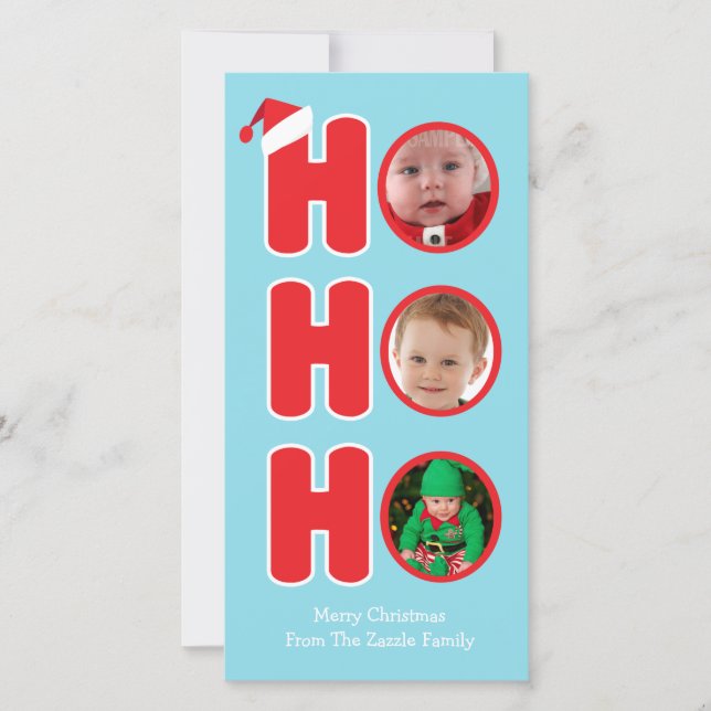 Santas Ho Ho Ho jul Photo Ram Julkort (Framsida)