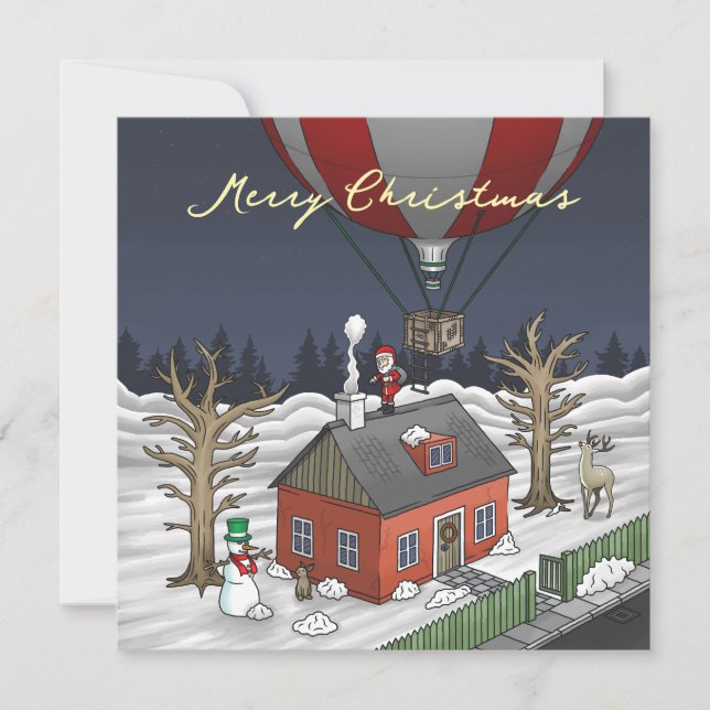 Santa's Hot Air Balloon Julkort (Framsida)