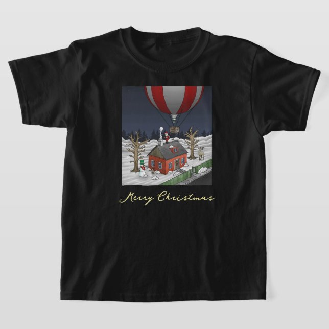 Santa's Hot Air Balloon T Shirt (Laydown)