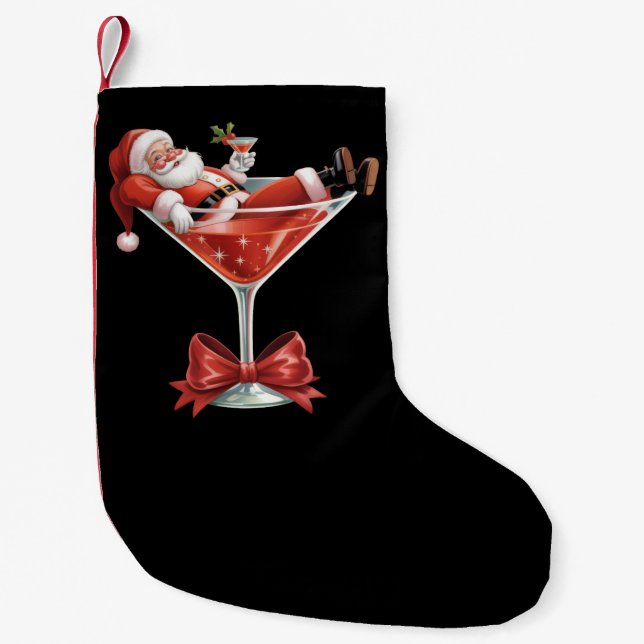 Santa's Hot Mess Christmas Martini Funny Santa  Liten Julstrumpa (Framsidan)
