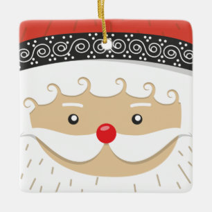 Santas Jolly Ansikte jul Julgransprydnad Keramik