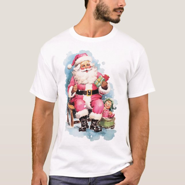  Santa's jolly face, white beard, and iconic red h T Shirt (Framsida)