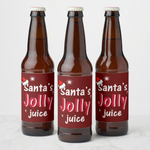 Santa's Jolly Juice-juljustjuren Cheer Vin Flaska Ölflaska Etikett