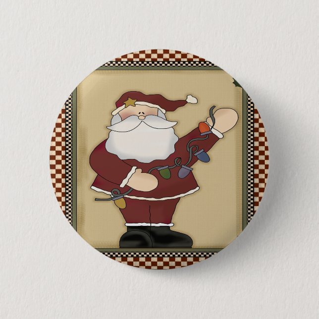 Santas jul Light Lökar Round Button Knapp (Framsida)