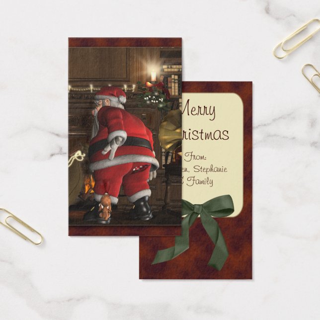 Santas jul Puppy Märkre Visitkort (Kontor)