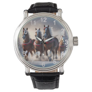 Santas jul Snö Horses. Armbandsur