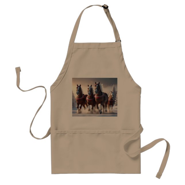 Santas jul Snö Horses. Förkläde (Framsidan)