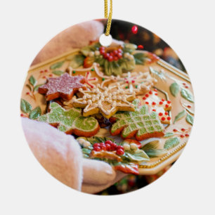 Santas kakor på en plätera julgransprydnad keramik