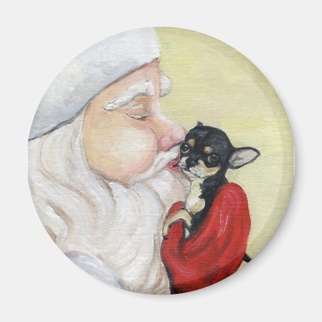 "Santa's Kiss for Chihuahua" Magnet (Framsidan)