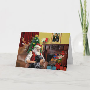 Santa's Labrador (svart) Helgkort