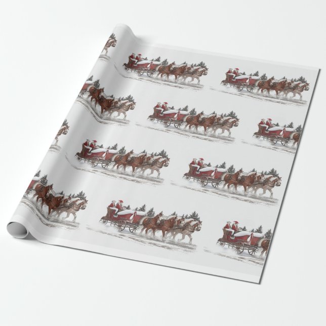 Santa's Land Sleigh Ride Wrapping Papper Presentpapper (Utrullad)