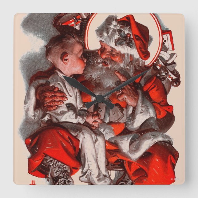 Santa's Lap Fyrkantig Klocka (Framsida)