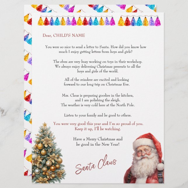Santa's Letter to Children Christmas Lights Tree (Fram/baksida)