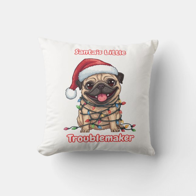 Santa's Lille Besvärliga Pug Kudd  Kudde (Framsida)