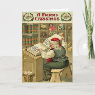 Santas listar vintagehälsningkortet helgkort