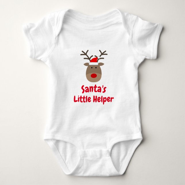 Santas lite bodysuit för ren för hjälpredajul t shirt (Framsida)