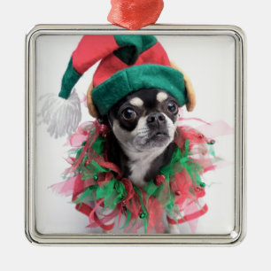 Santas lite hund för hjälpredaälva julgransprydnad metall