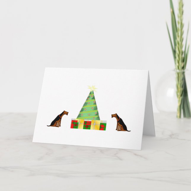 Santas lite julkort för hjälpredaAiredale Helgkort (Framsida)