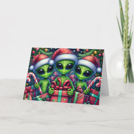 Santa's Little Alien Helpers Christmas Helgkort
